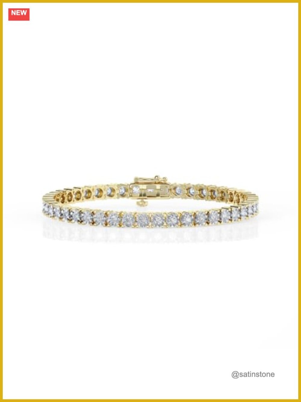 14K Yellow Gold Plated Sterling Silver Lab Grown Diamond Tennis Bracelet 2ctw